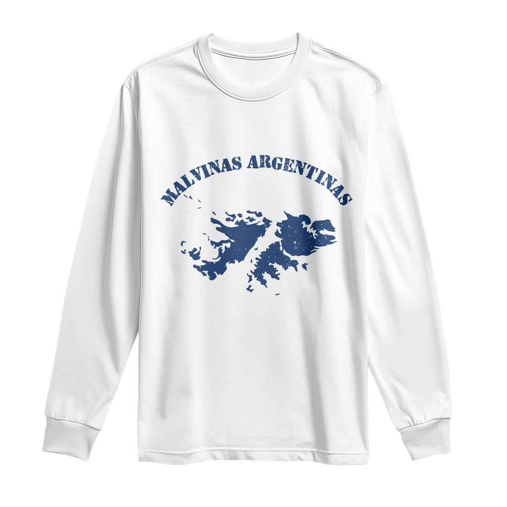 Retro Malvinas Argentinas Distressed Map Graphic Long Sleeve Shirt Argentine Island Sovereignty Heritage Pride