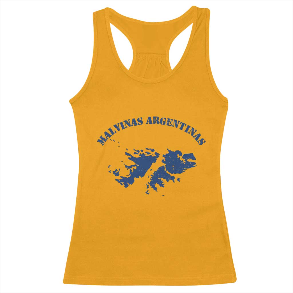 Retro Malvinas Argentinas Distressed Map Graphic Racerback Tank Top Argentine Island Sovereignty Heritage Pride