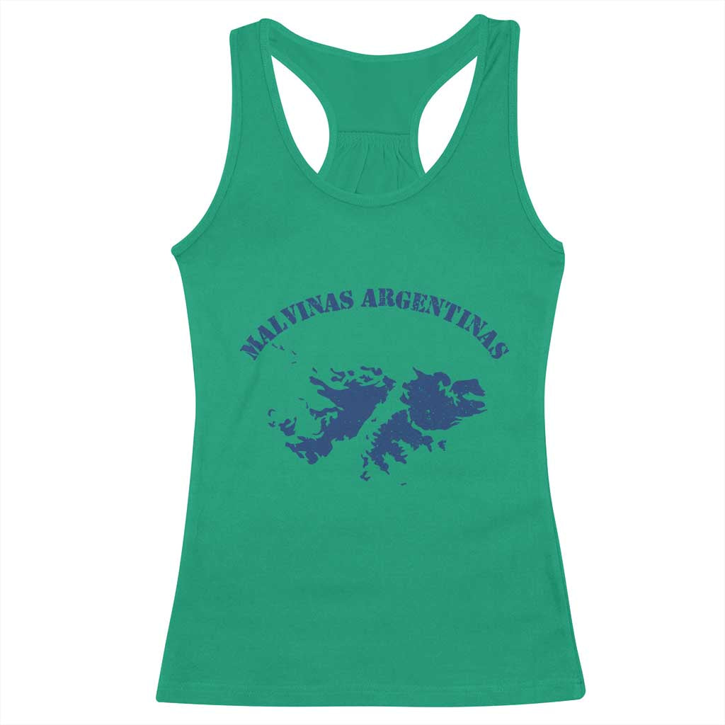 Retro Malvinas Argentinas Distressed Map Graphic Racerback Tank Top Argentine Island Sovereignty Heritage Pride