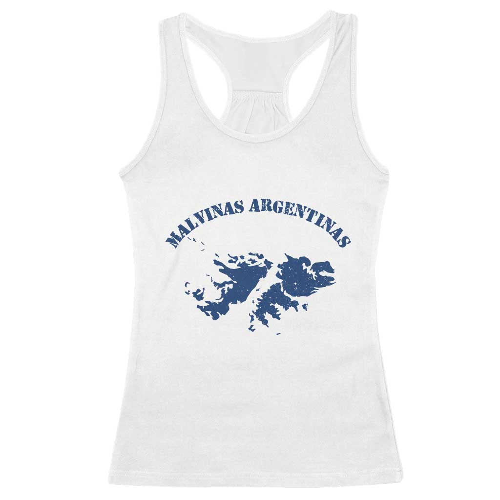 Retro Malvinas Argentinas Distressed Map Graphic Racerback Tank Top Argentine Island Sovereignty Heritage Pride