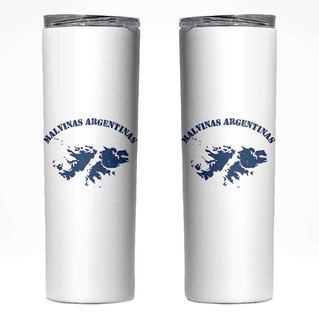 Retro Malvinas Argentinas Distressed Map Graphic Skinny Tumbler Argentine Island Sovereignty Heritage Pride