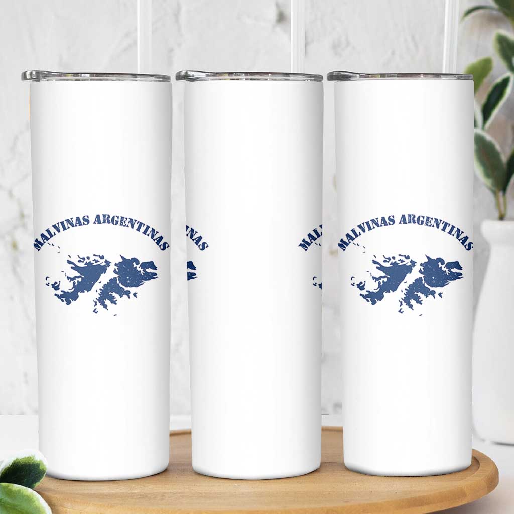 Retro Malvinas Argentinas Distressed Map Graphic Skinny Tumbler Argentine Island Sovereignty Heritage Pride