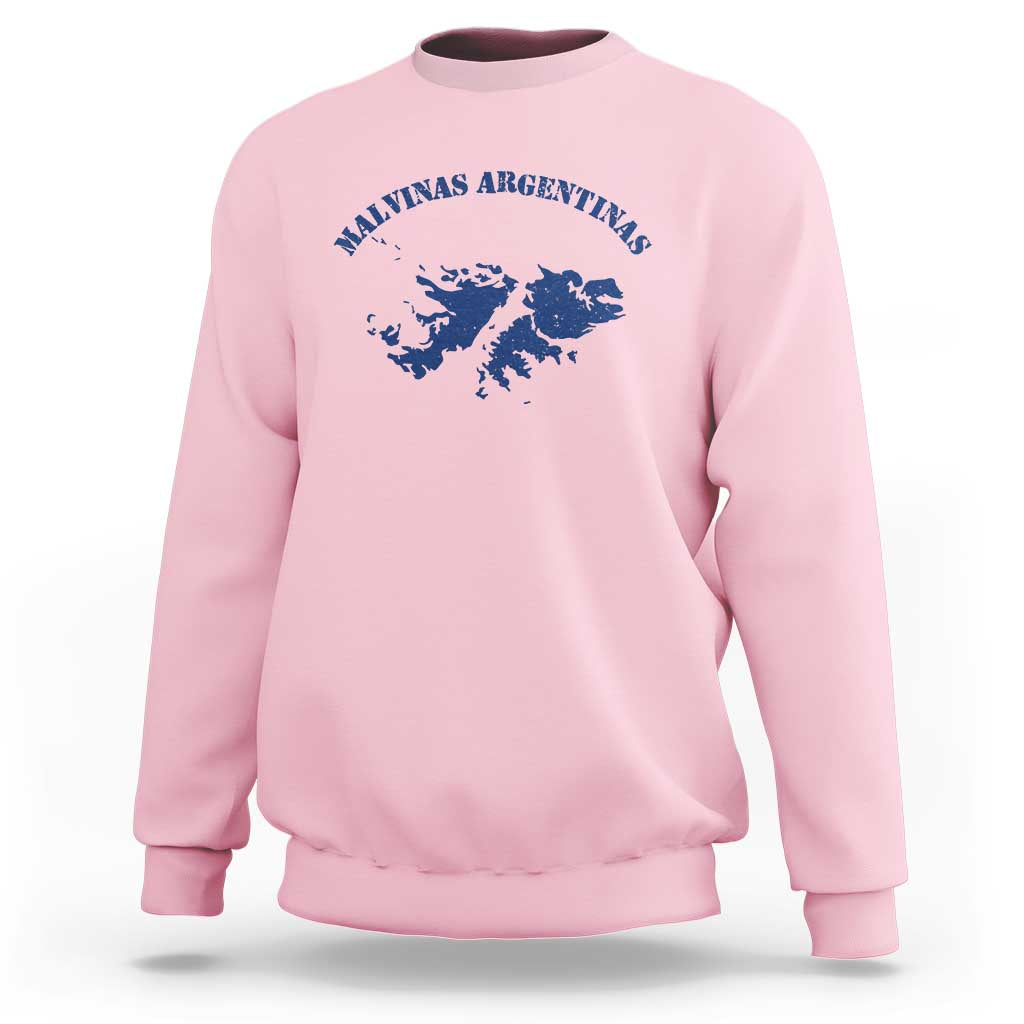 Retro Malvinas Argentinas Distressed Map Graphic Sweatshirt Argentine Island Sovereignty Heritage Pride