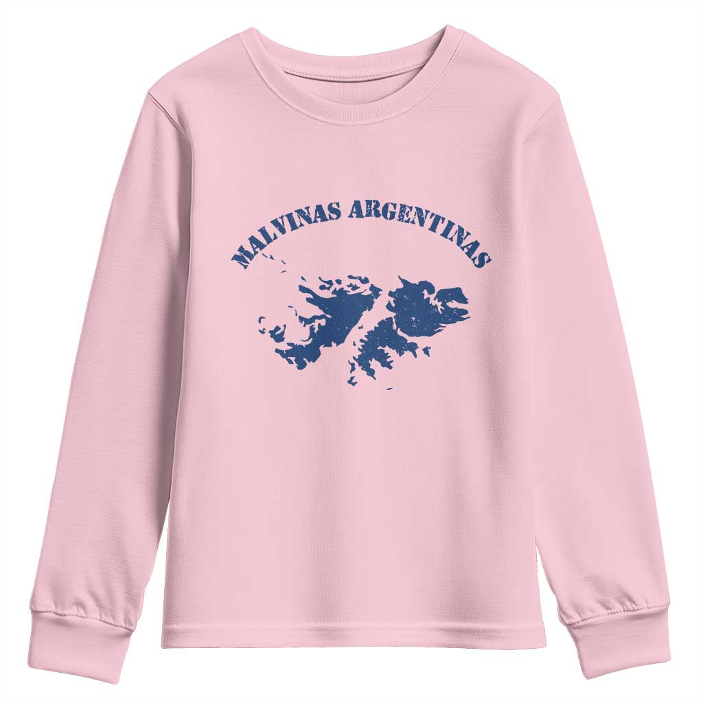Retro Malvinas Argentinas Distressed Map Graphic Youth Sweatshirt Argentine Island Sovereignty Heritage Pride