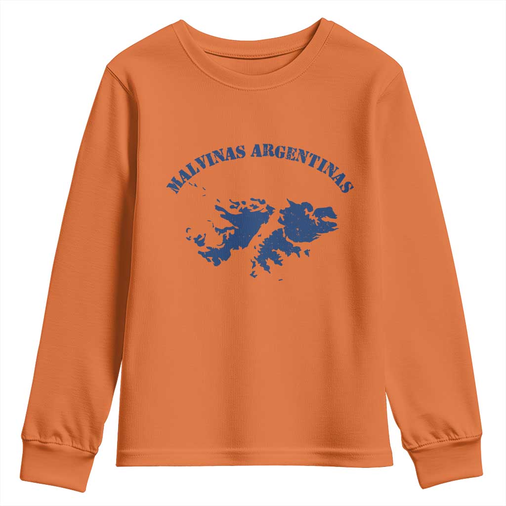 Retro Malvinas Argentinas Distressed Map Graphic Youth Sweatshirt Argentine Island Sovereignty Heritage Pride