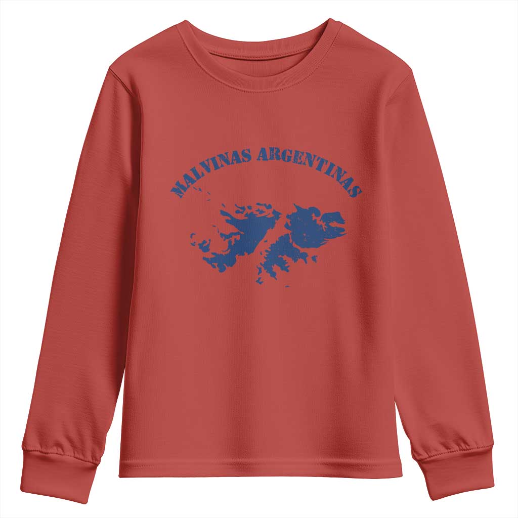 Retro Malvinas Argentinas Distressed Map Graphic Youth Sweatshirt Argentine Island Sovereignty Heritage Pride