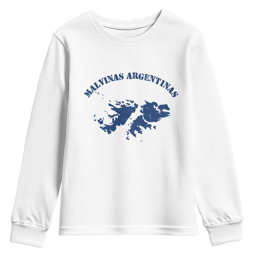 Retro Malvinas Argentinas Distressed Map Graphic Youth Sweatshirt Argentine Island Sovereignty Heritage Pride