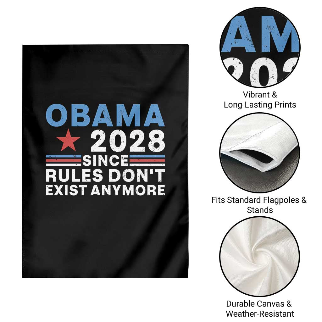 Obama 2028 Since Rules Dont Exist Anymore Garden Flag Political Satire Red White and Blue