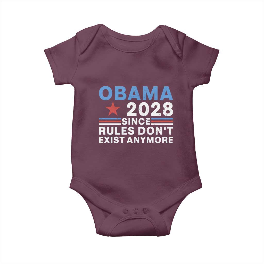 Obama 2028 Since Rules Dont Exist Anymore Baby Onesie Political Satire Red White and Blue