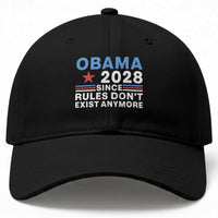 Obama 2028 Since Rules Dont Exist Anymore Baseball Cap Political Satire Red White and Blue