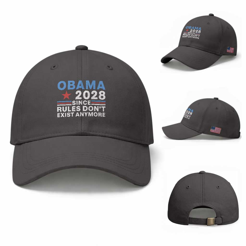 Obama 2028 Since Rules Dont Exist Anymore Baseball Cap Political Satire Red White and Blue