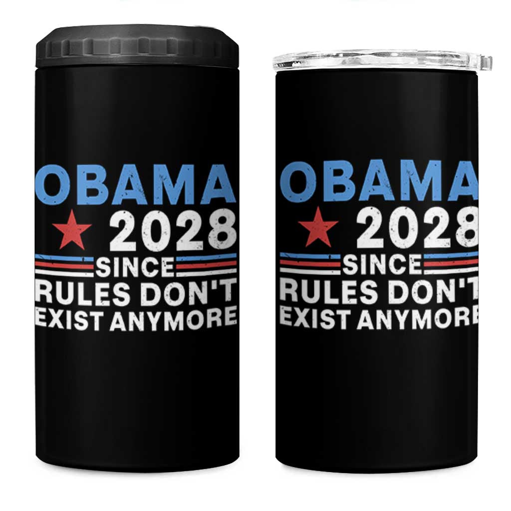 Obama 2028 Since Rules Dont Exist Anymore 4 in 1 Can Cooler Tumbler Political Satire Red White and Blue
