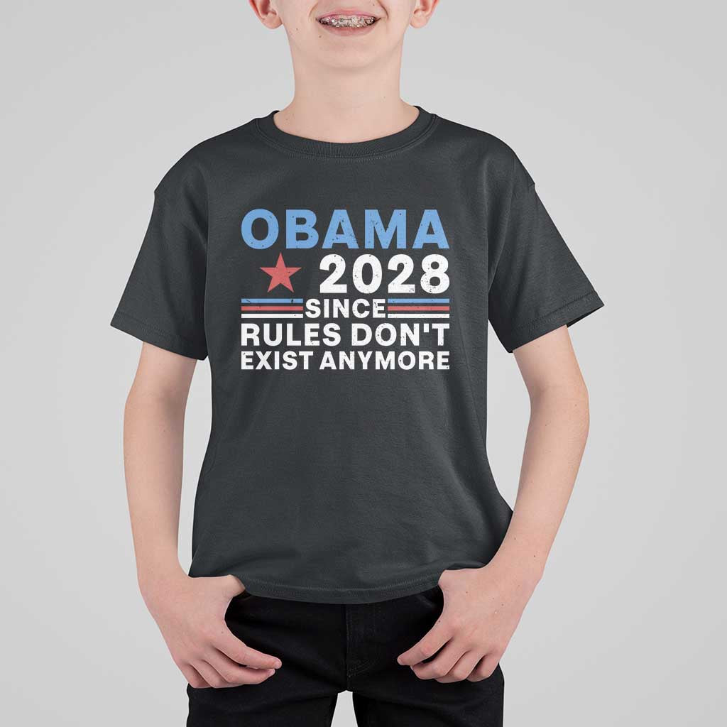 Obama 2028 Since Rules Dont Exist Anymore T Shirt For Kid Political Satire Red White and Blue