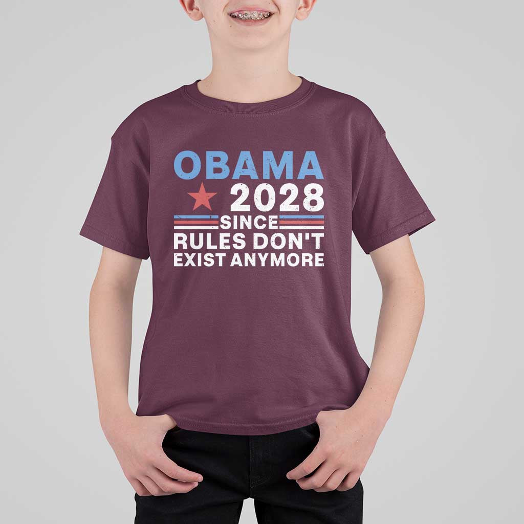 Obama 2028 Since Rules Dont Exist Anymore T Shirt For Kid Political Satire Red White and Blue
