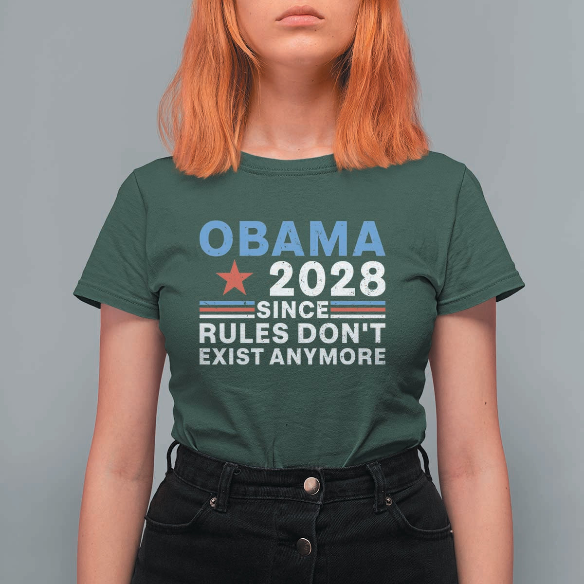 Obama 2028 Since Rules Dont Exist Anymore T Shirt For Women Political Satire Red White and Blue