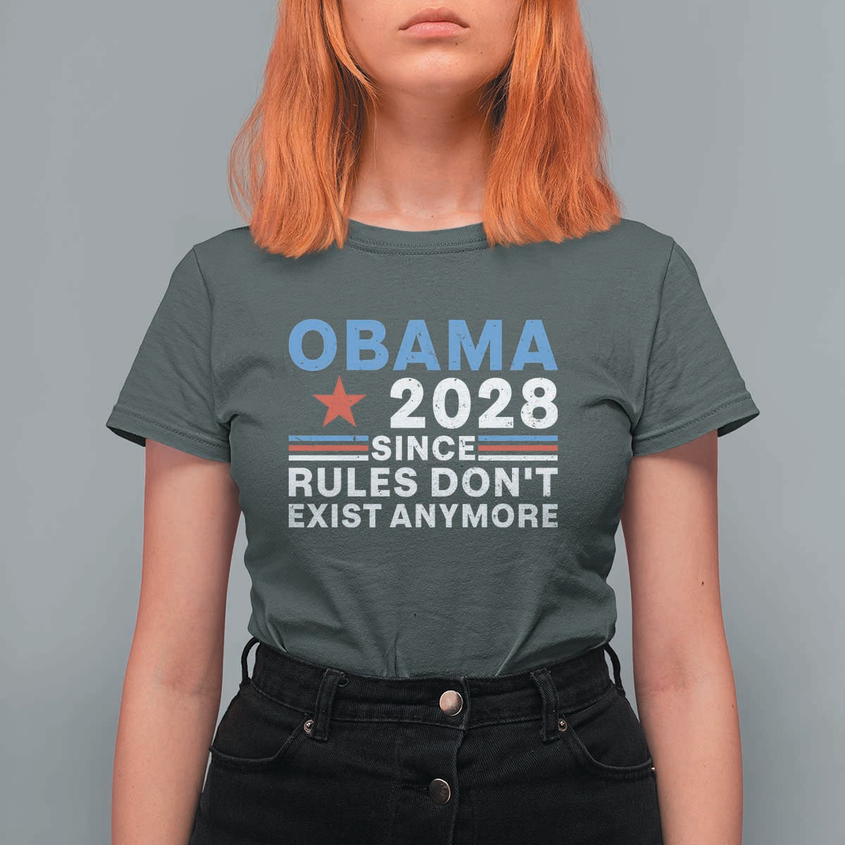 Obama 2028 Since Rules Dont Exist Anymore T Shirt For Women Political Satire Red White and Blue