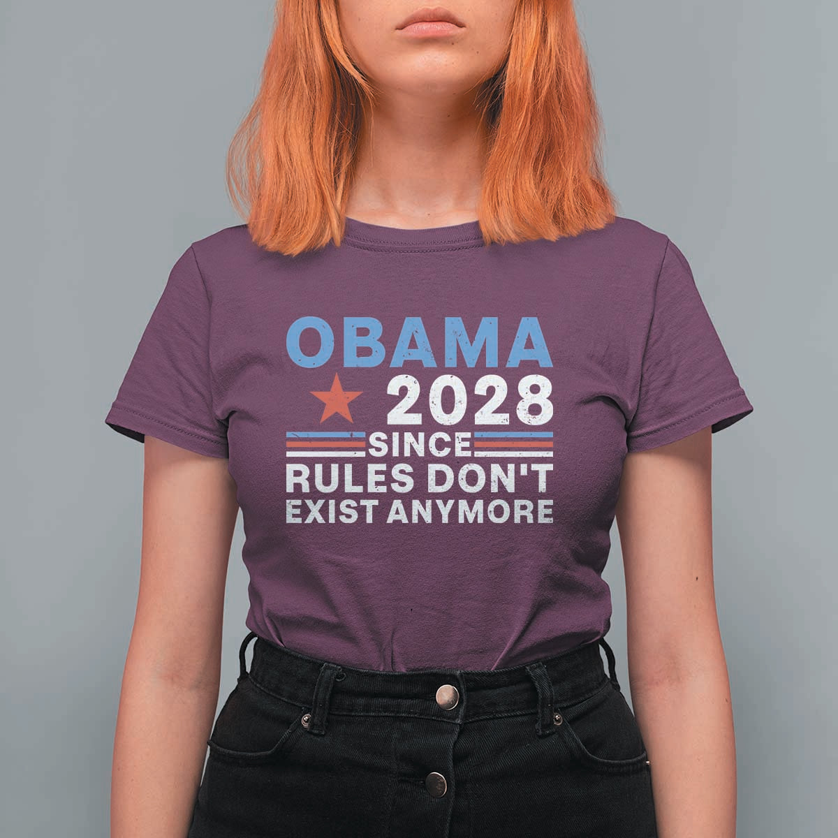 Obama 2028 Since Rules Dont Exist Anymore T Shirt For Women Political Satire Red White and Blue