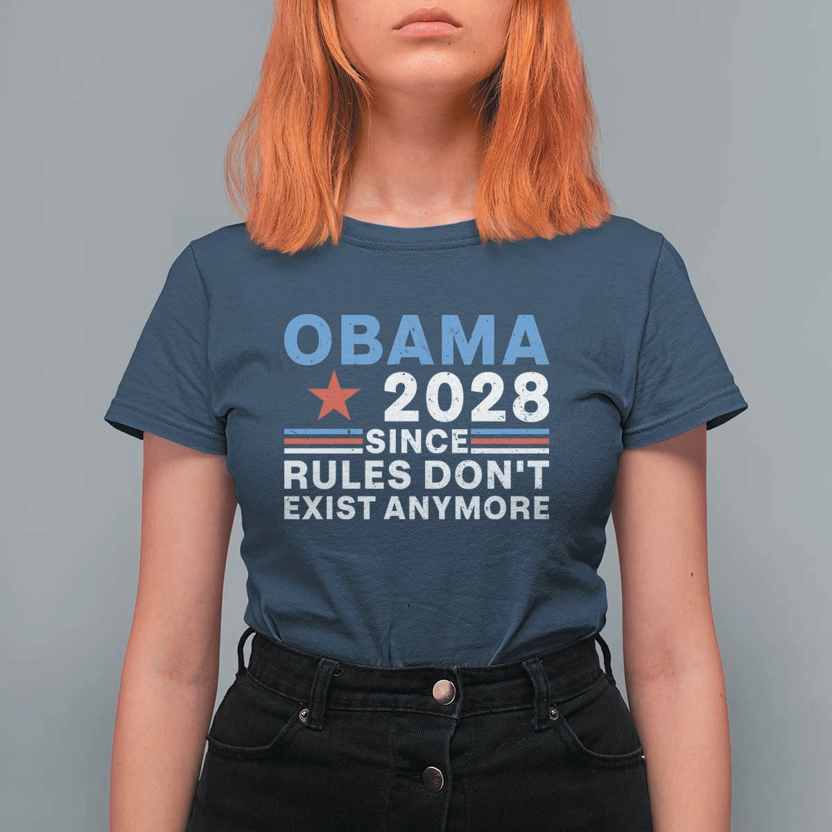 Obama 2028 Since Rules Dont Exist Anymore T Shirt For Women Political Satire Red White and Blue