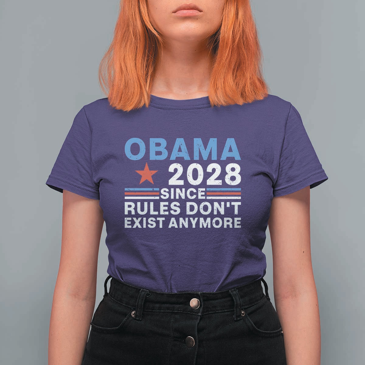 Obama 2028 Since Rules Dont Exist Anymore T Shirt For Women Political Satire Red White and Blue