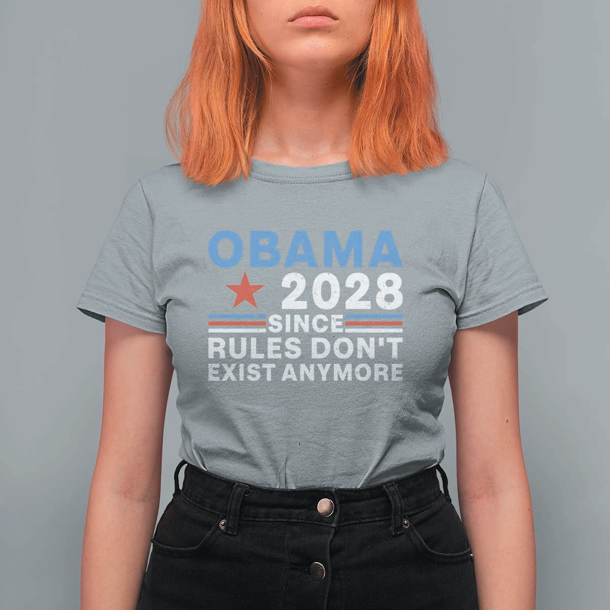 Obama 2028 Since Rules Dont Exist Anymore T Shirt For Women Political Satire Red White and Blue