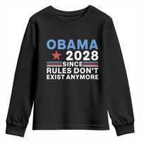 Obama 2028 Since Rules Dont Exist Anymore Youth Sweatshirt Political Satire Red White and Blue