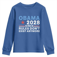 Obama 2028 Since Rules Dont Exist Anymore Youth Sweatshirt Political Satire Red White and Blue