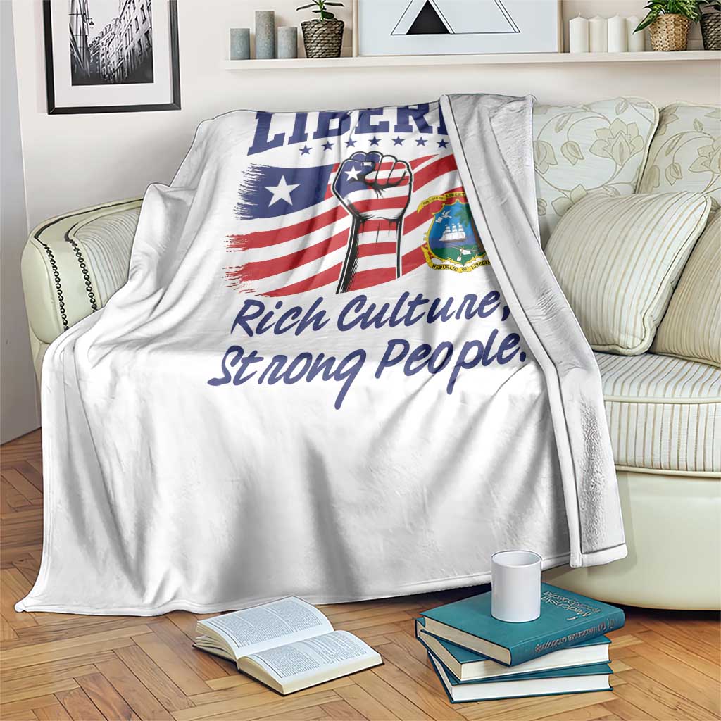 Liberia Rich Culture Strong People Patriotic Throw Blanket Liberian Flag Fist Coat Of Arms Heritage Pride