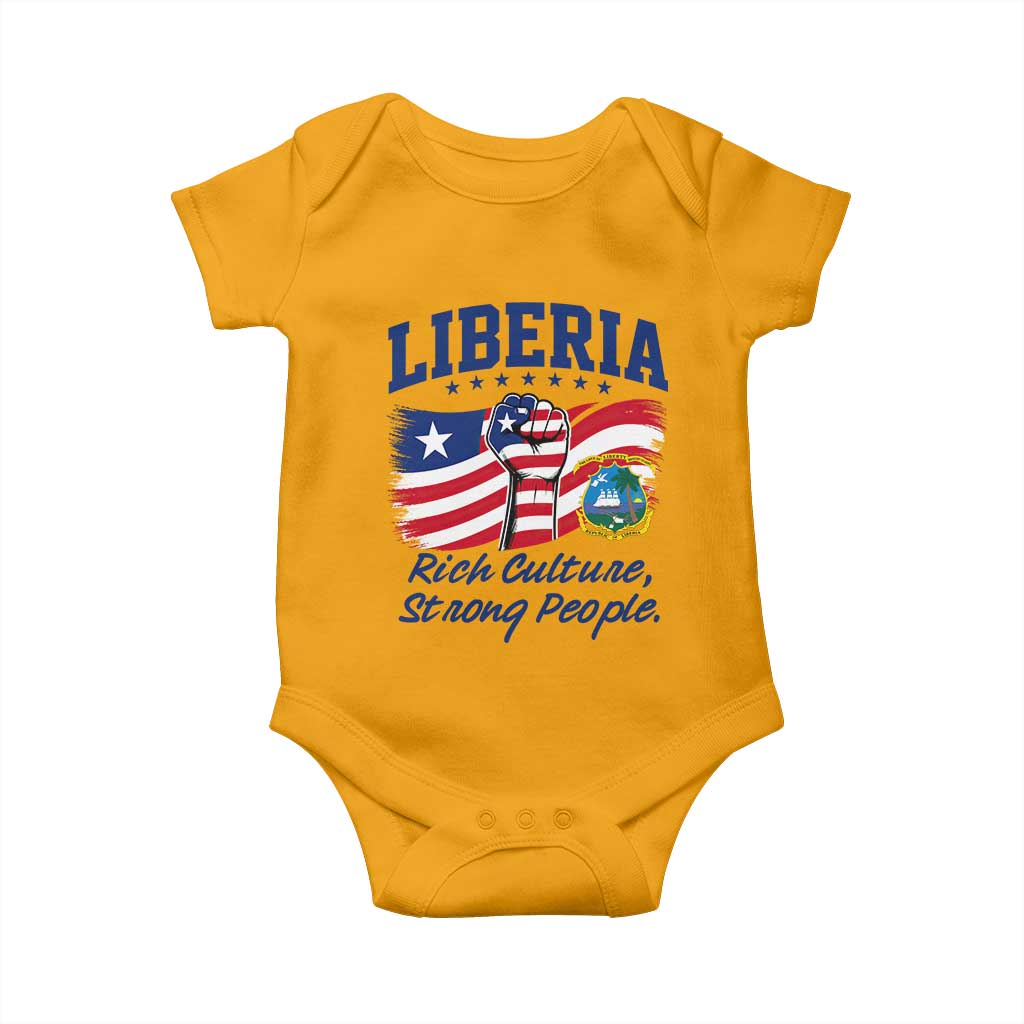Liberia Rich Culture Strong People Patriotic Baby Onesie Liberian Flag Fist Coat Of Arms Heritage Pride