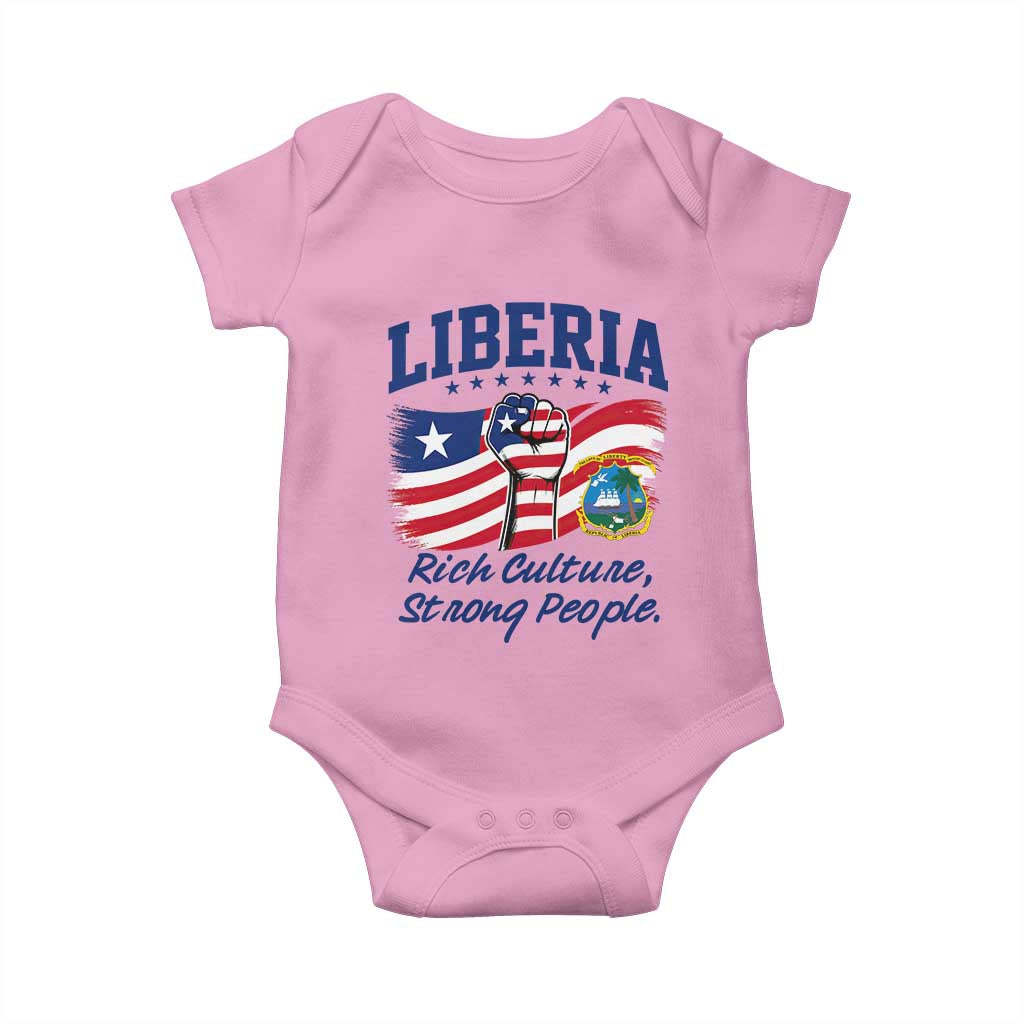 Liberia Rich Culture Strong People Patriotic Baby Onesie Liberian Flag Fist Coat Of Arms Heritage Pride