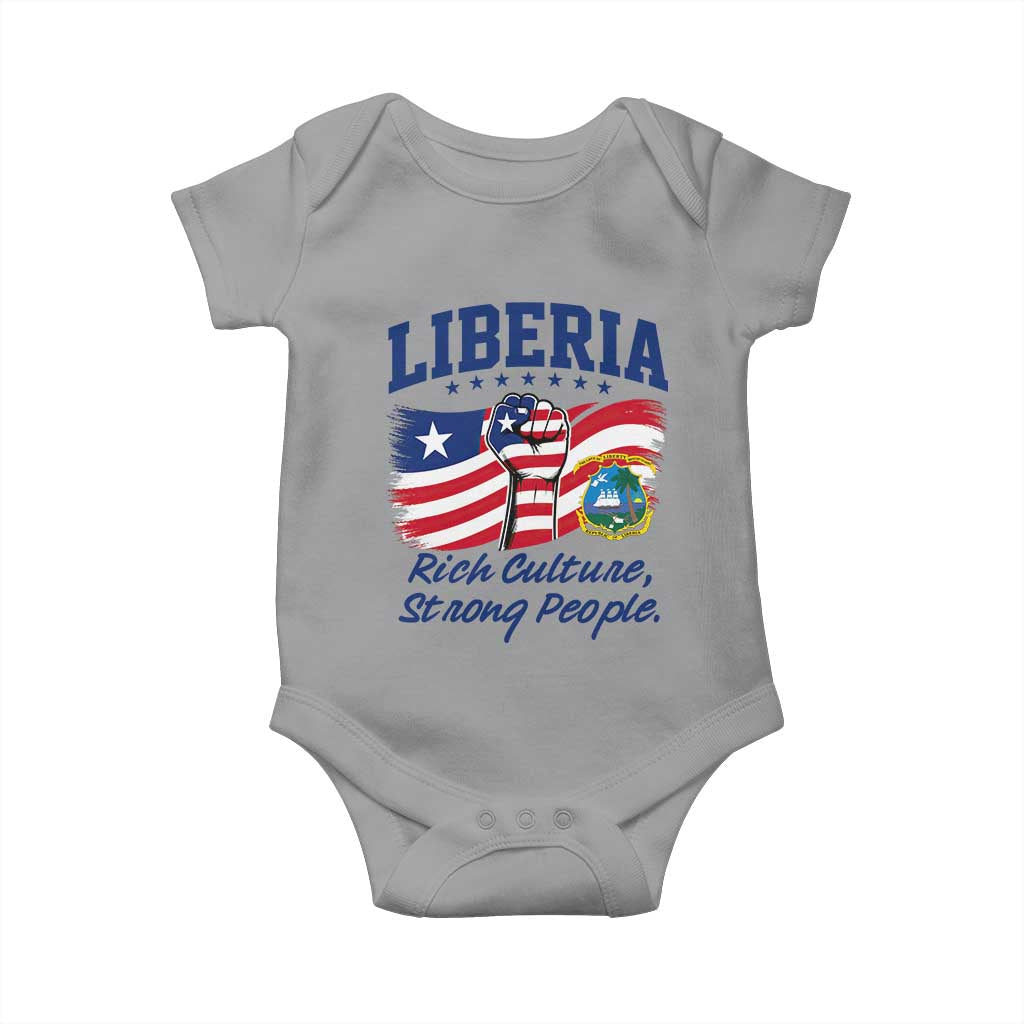 Liberia Rich Culture Strong People Patriotic Baby Onesie Liberian Flag Fist Coat Of Arms Heritage Pride