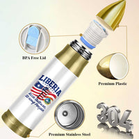 Liberia Rich Culture Strong People Patriotic Bullet Tumbler Liberian Flag Fist Coat Of Arms Heritage Pride
