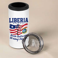 Liberia Rich Culture Strong People Patriotic 4 in 1 Can Cooler Tumbler Liberian Flag Fist Coat Of Arms Heritage Pride