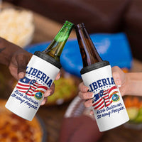 Liberia Rich Culture Strong People Patriotic 4 in 1 Can Cooler Tumbler Liberian Flag Fist Coat Of Arms Heritage Pride