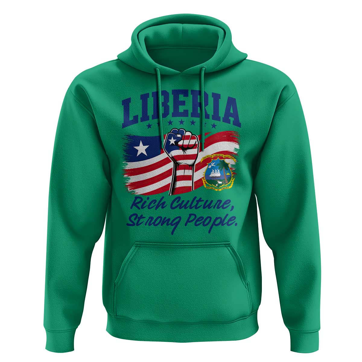Liberia Rich Culture Strong People Patriotic Hoodie Liberian Flag Fist Coat Of Arms Heritage Pride