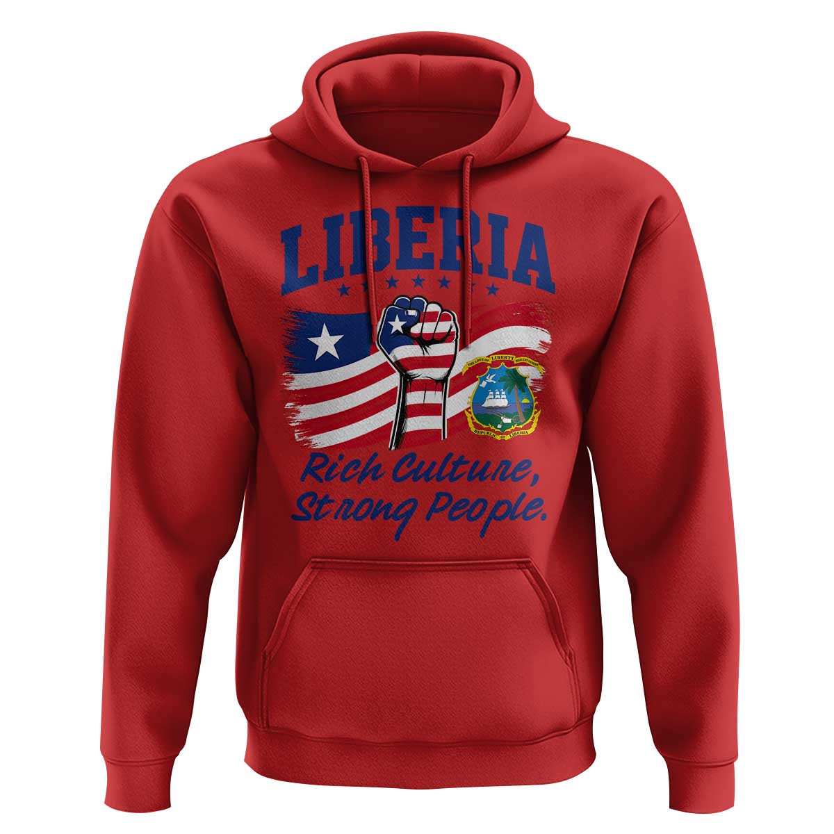 Liberia Rich Culture Strong People Patriotic Hoodie Liberian Flag Fist Coat Of Arms Heritage Pride