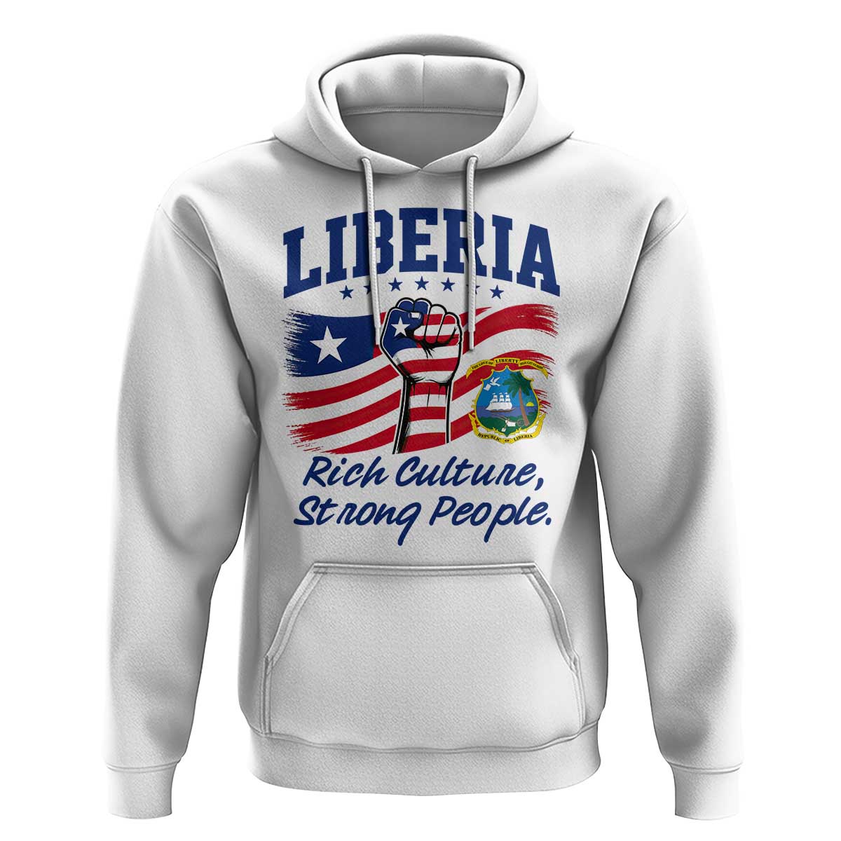 Liberia Rich Culture Strong People Patriotic Hoodie Liberian Flag Fist Coat Of Arms Heritage Pride