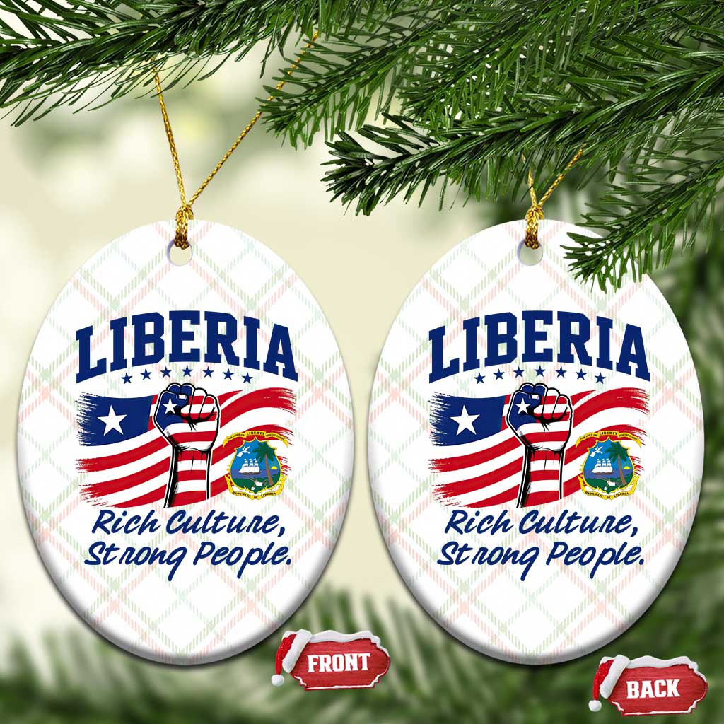 Liberia Rich Culture Strong People Patriotic Ceramic Ornament Liberian Flag Fist Coat Of Arms Heritage Pride