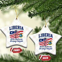 Liberia Rich Culture Strong People Patriotic Ceramic Ornament Liberian Flag Fist Coat Of Arms Heritage Pride