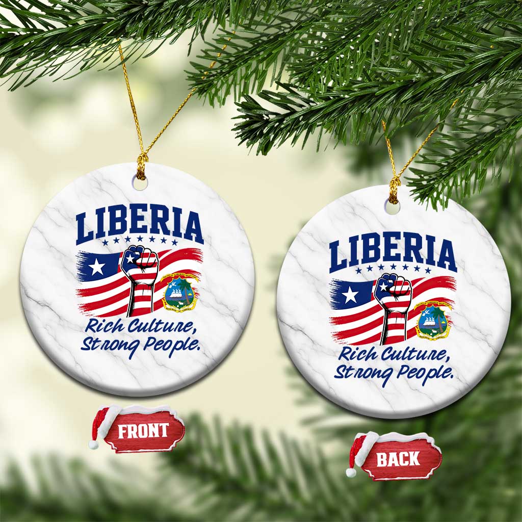 Liberia Rich Culture Strong People Patriotic Ceramic Ornament Liberian Flag Fist Coat Of Arms Heritage Pride