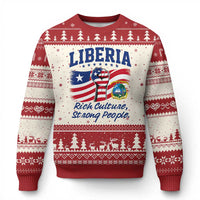 Liberia Rich Culture Strong People Patriotic Ugly Christmas Sweater Liberian Flag Fist Coat Of Arms Heritage Pride