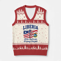 Liberia Rich Culture Strong People Patriotic V-Neck Knit Sweater Vest Liberian Flag Fist Coat Of Arms Heritage Pride