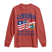 Liberia Rich Culture Strong People Patriotic Long Sleeve Shirt Liberian Flag Fist Coat Of Arms Heritage Pride