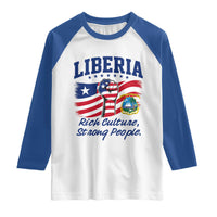 Liberia Rich Culture Strong People Patriotic Raglan Shirt Liberian Flag Fist Coat Of Arms Heritage Pride