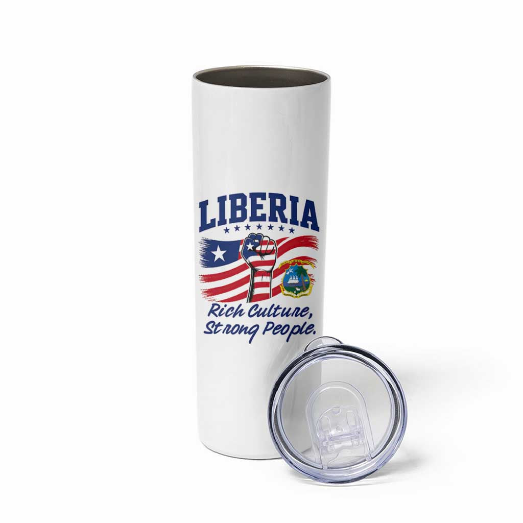 Liberia Rich Culture Strong People Patriotic Skinny Tumbler Liberian Flag Fist Coat Of Arms Heritage Pride