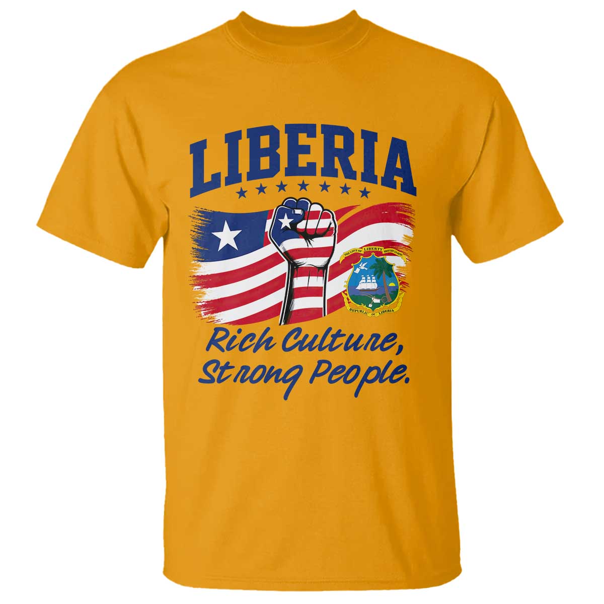 Liberia Rich Culture Strong People Patriotic T Shirt Liberian Flag Fist Coat Of Arms Heritage Pride