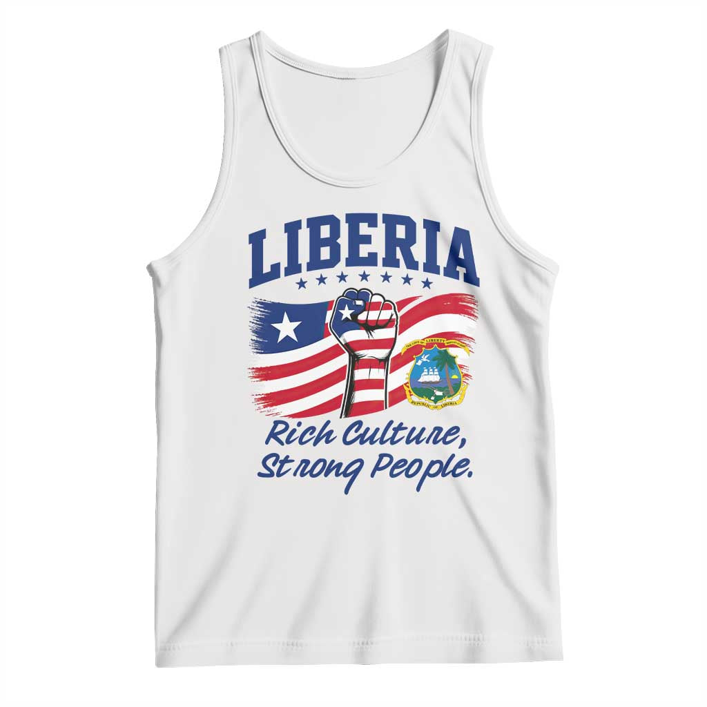 Liberia Rich Culture Strong People Patriotic Tank Top Liberian Flag Fist Coat Of Arms Heritage Pride