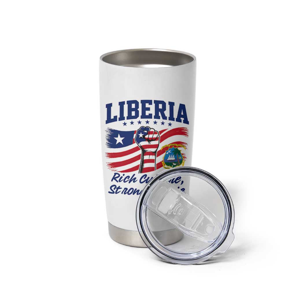 Liberia Rich Culture Strong People Patriotic Tumbler Cup Liberian Flag Fist Coat Of Arms Heritage Pride