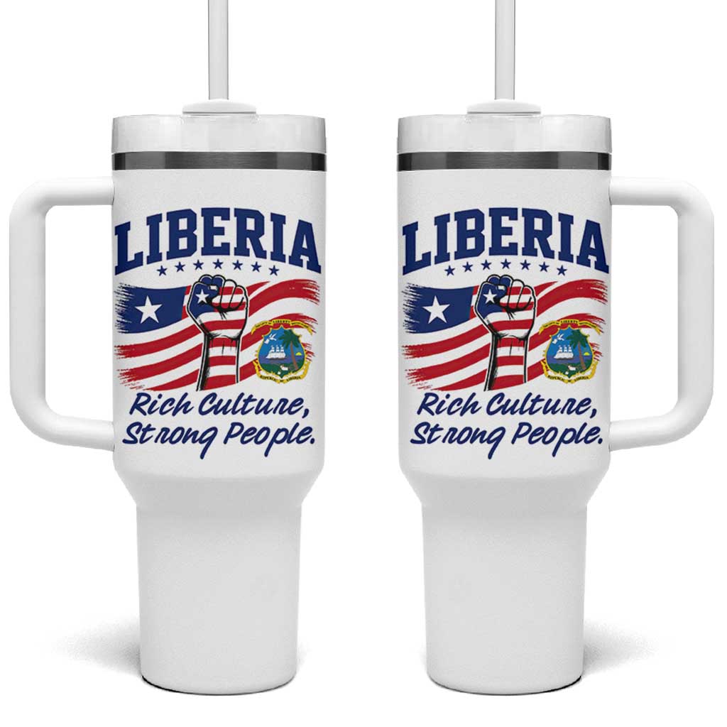 Liberia Rich Culture Strong People Patriotic Tumbler With Handle Liberian Flag Fist Coat Of Arms Heritage Pride