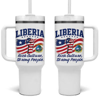 Liberia Rich Culture Strong People Patriotic Tumbler With Handle Liberian Flag Fist Coat Of Arms Heritage Pride