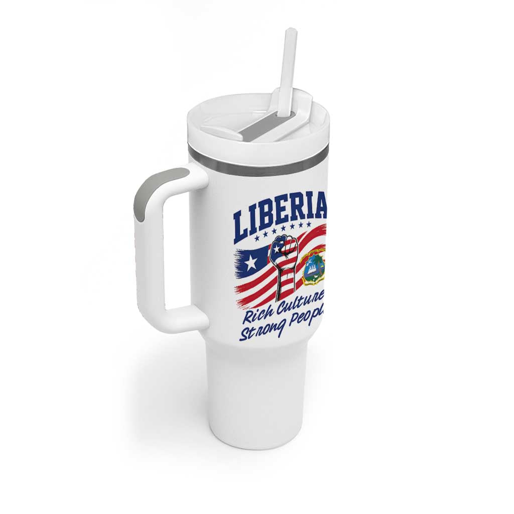 Liberia Rich Culture Strong People Patriotic Tumbler With Handle Liberian Flag Fist Coat Of Arms Heritage Pride